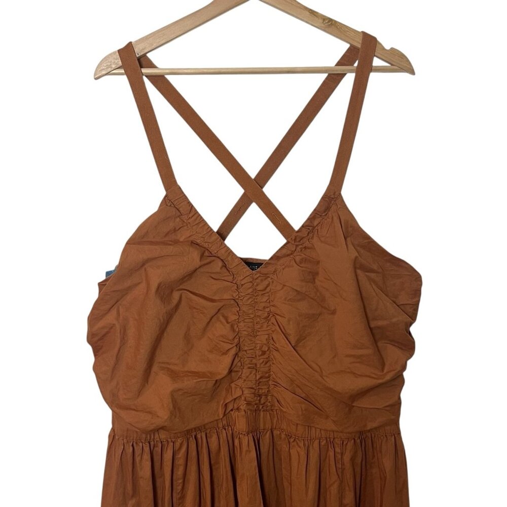 Lane Bryant Gathered Bodice Fit & Flare Midi Dress Size 20 Adobe Caramel Spiced - Picture 4 of 10